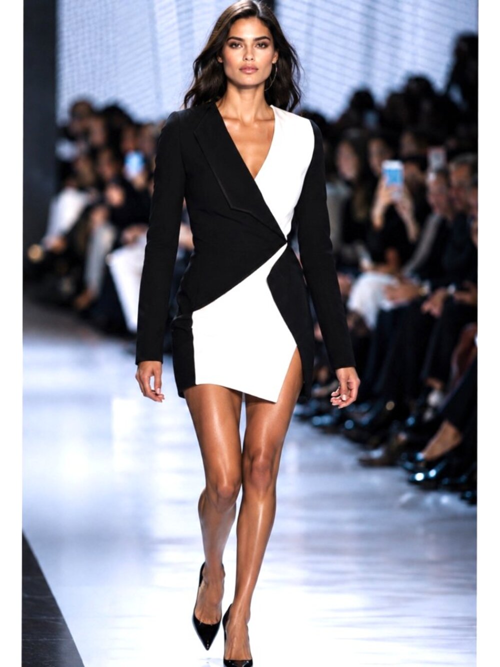 THIERRY MUGLER RUNWAY Bicolor Asymmetric Mini Dress, Size 38 IT, XS/S, NEW